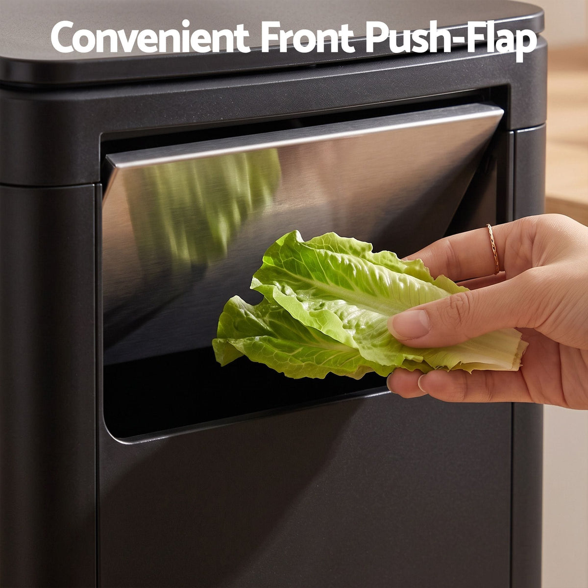 Alona.com.au Home & Garden > Kitchen Bins > Automatic Bins Cefito 30L Commercial Trash Can with Lid Front Push Flap Rubbish Bin Black
