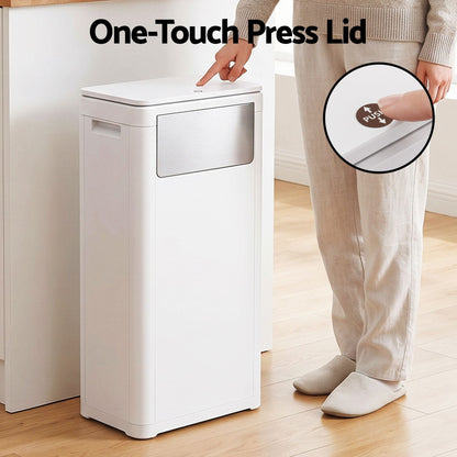 Alona.com.au Home & Garden > Kitchen Bins > Automatic Bins Cefito 30L Commercial Trash Can with Lid Front Push Flap Rubbish Bin White