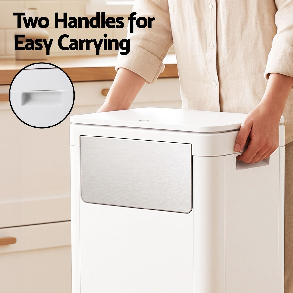 Alona.com.au Home & Garden > Kitchen Bins > Automatic Bins Cefito 30L Commercial Trash Can with Lid Front Push Flap Rubbish Bin White