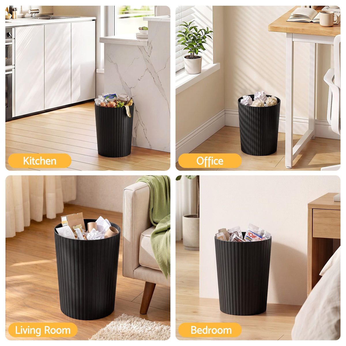 Alona.com.au Home & Garden > Kitchen Bins > Automatic Bins Cefito 8L Open Top Rubbish Bins Waste Bin Trash Can Storage Dustbin Black