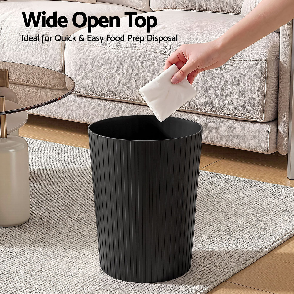 Alona.com.au Home & Garden > Kitchen Bins > Automatic Bins Cefito 8L Open Top Rubbish Bins Waste Bin Trash Can Storage Dustbin Black