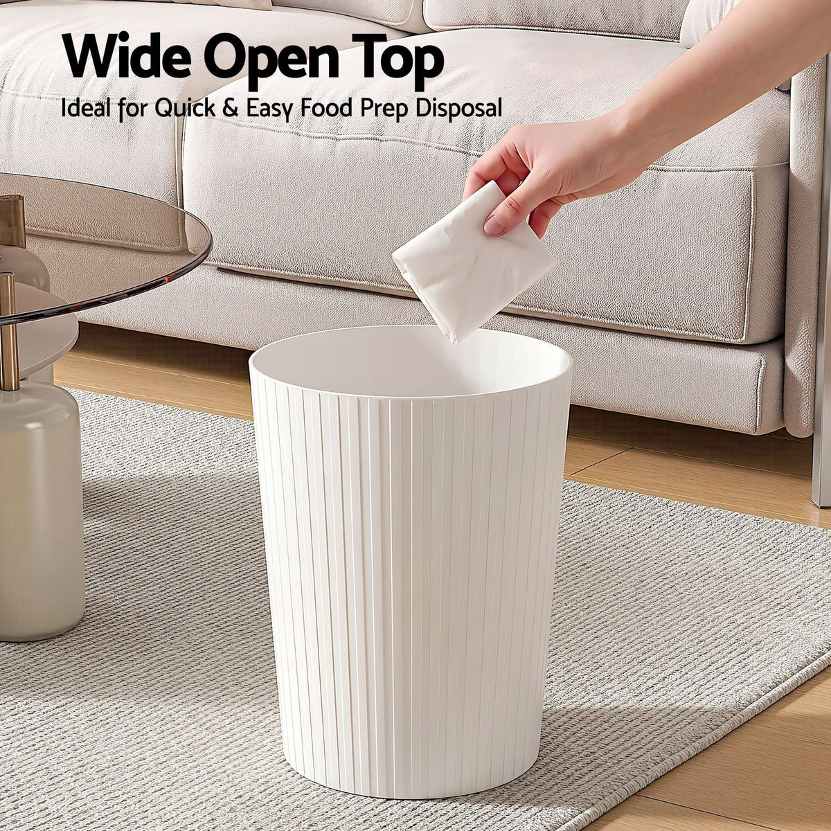 Alona.com.au Home & Garden > Kitchen Bins > Automatic Bins Cefito 8L Open Top Rubbish Bins Waste Bin Trash Can Storage Dustbin White
