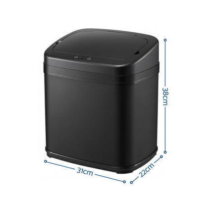 Alona.com.au Home & Garden > Kitchen Bins > Automatic Bins Devanti 15L Motion Sensor Bin Touchless Bins Soft-Close Rubbish Trash Can Black
