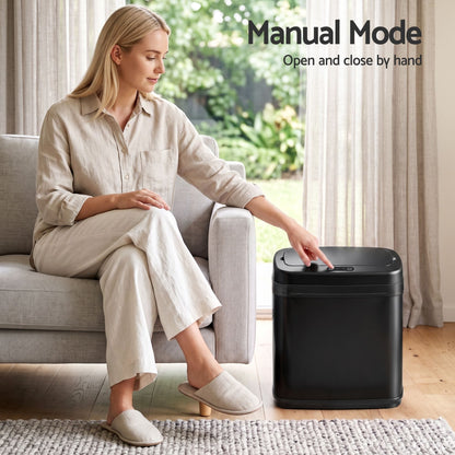 Alona.com.au Home & Garden > Kitchen Bins > Automatic Bins Devanti 15L Motion Sensor Bin Touchless Bins Soft-Close Rubbish Trash Can Black