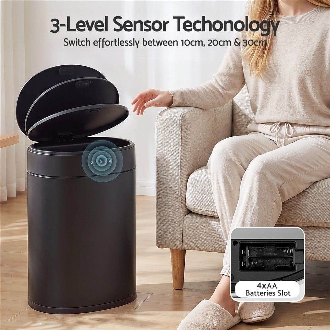 Alona.com.au Home & Garden > Kitchen Bins > Automatic Bins Devanti 20L Automatic Sensor Bin Touchless Rubbish Waste Bin Black Kitchen
