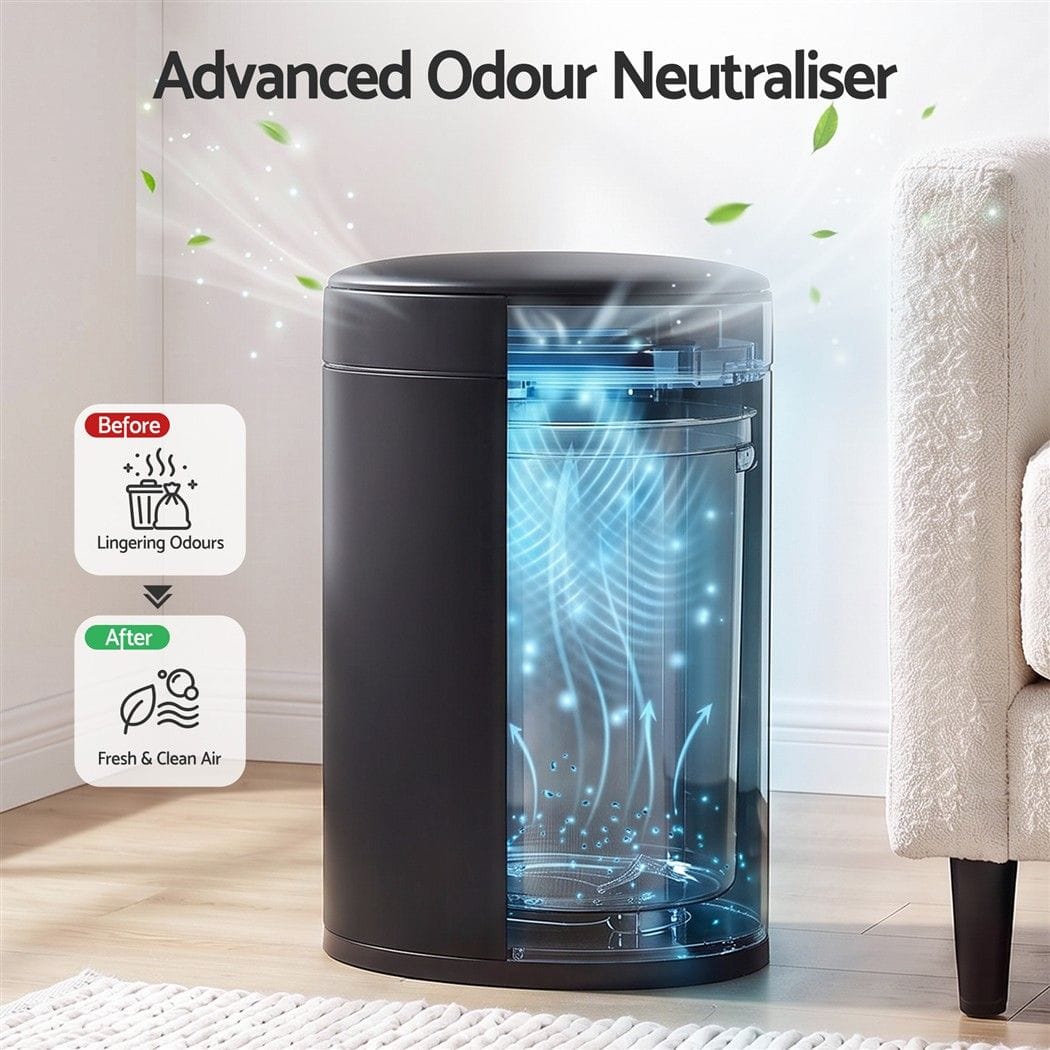 Alona.com.au Home & Garden > Kitchen Bins > Automatic Bins Devanti 20L Automatic Sensor Bin Touchless Rubbish Waste Bin Black Kitchen