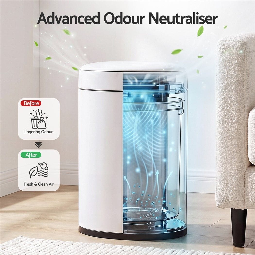 Alona.com.au Home & Garden > Kitchen Bins > Automatic Bins Devanti 20L Automatic Sensor Bin Touchless Rubbish Waste Bin White Kitchen