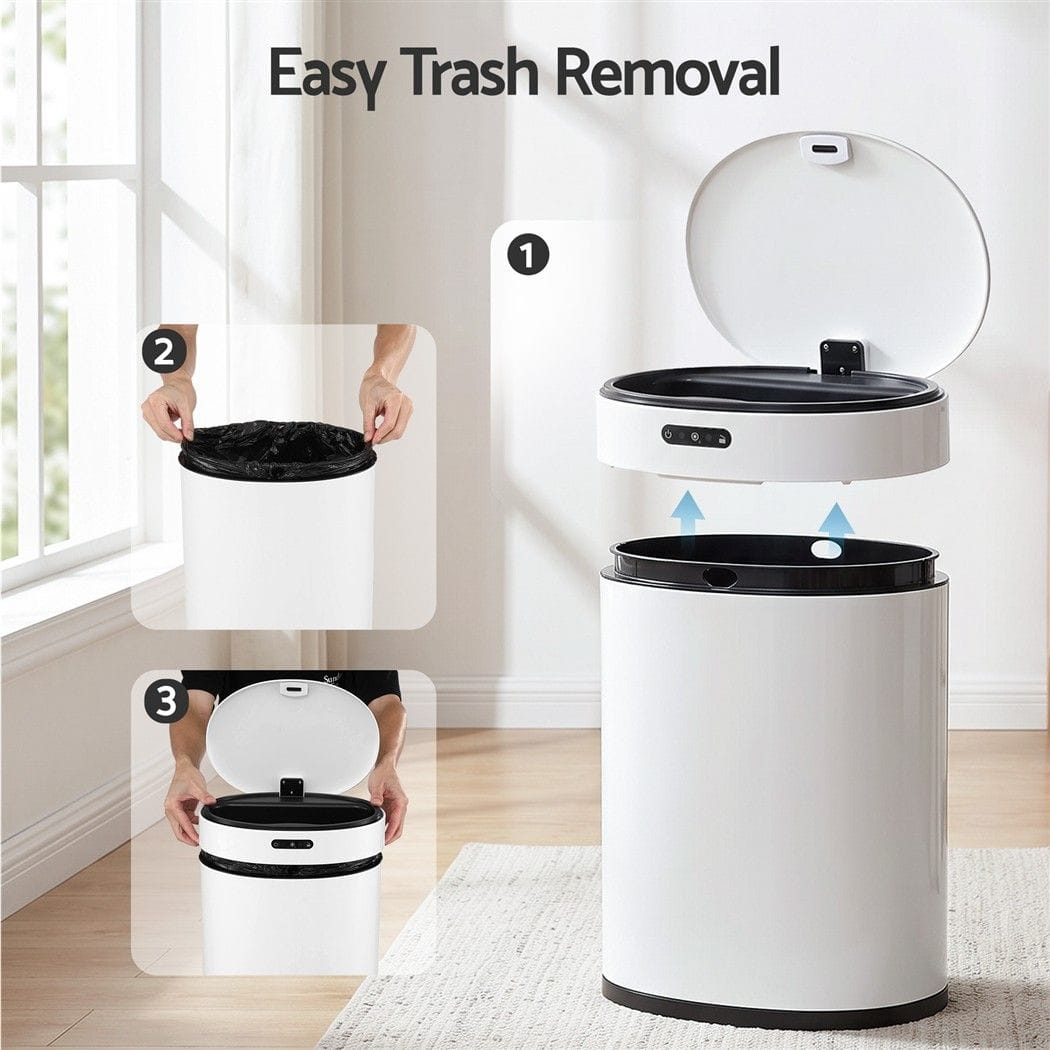 Alona.com.au Home & Garden > Kitchen Bins > Automatic Bins Devanti 20L Automatic Sensor Bin Touchless Rubbish Waste Bin White Kitchen