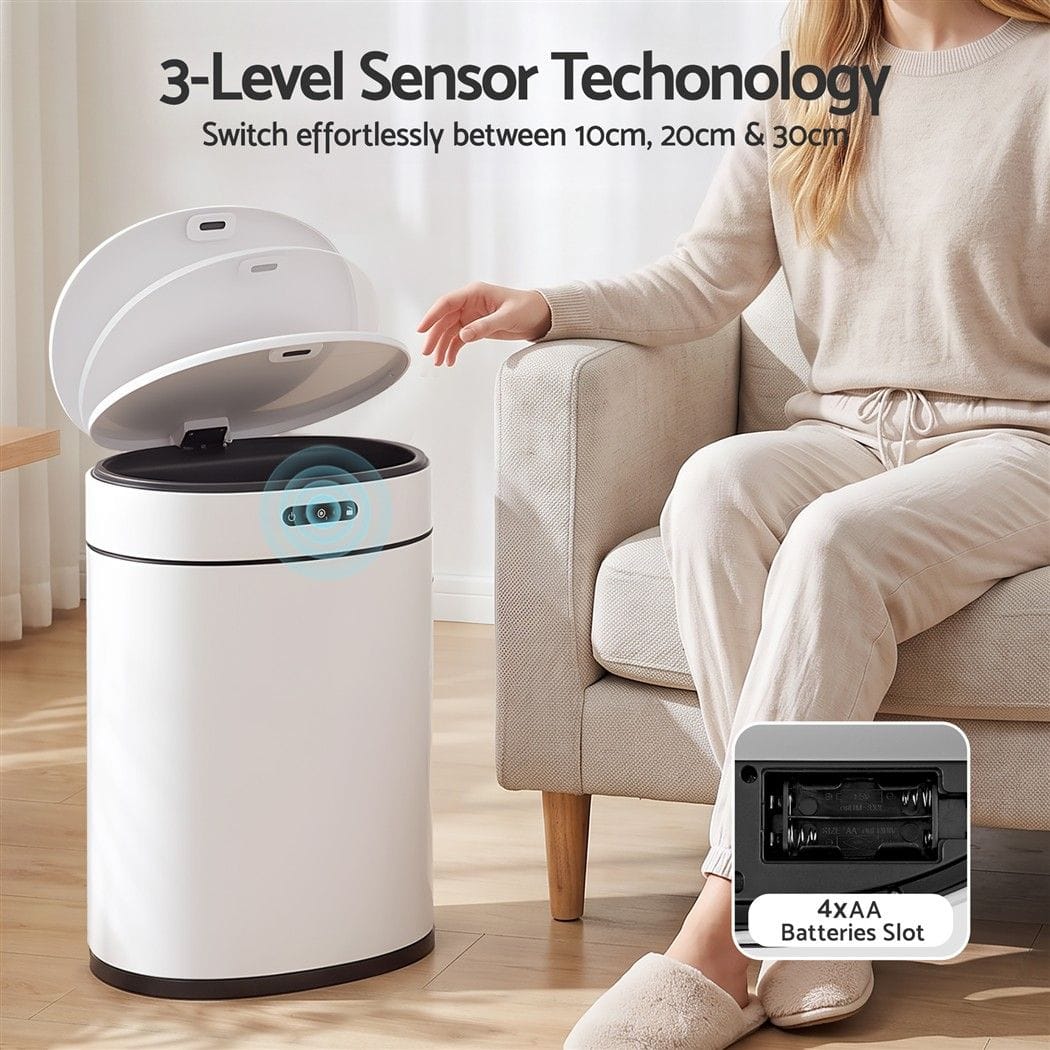 Alona.com.au Home & Garden > Kitchen Bins > Automatic Bins Devanti 20L Automatic Sensor Bin Touchless Rubbish Waste Bin White Kitchen
