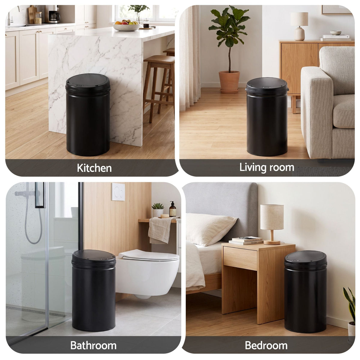 Alona.com.au Home & Garden > Kitchen Bins > Automatic Bins Devanti 30L Sensor Bin Automatic Touchless Trash Can Garbage Rubbish Black