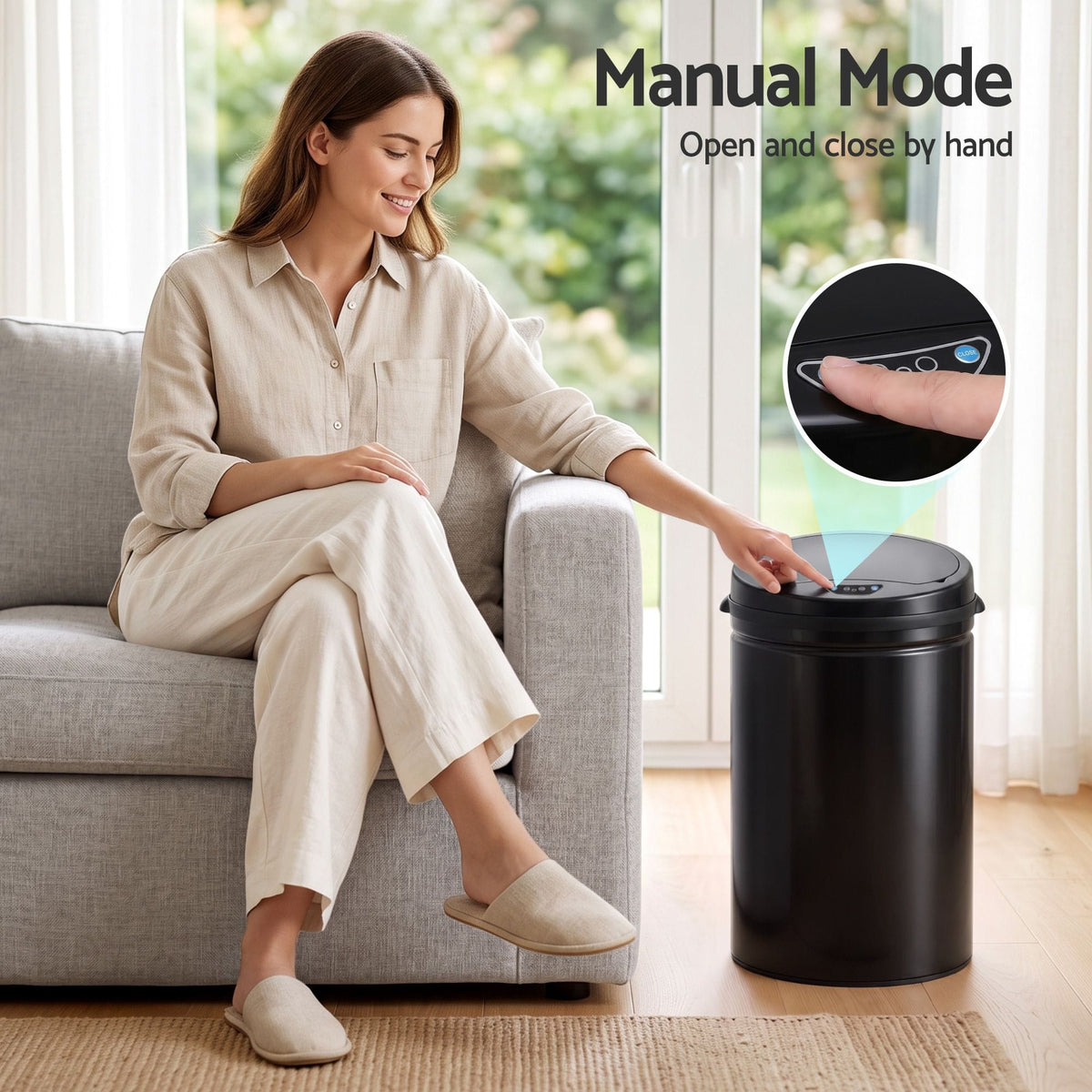 Alona.com.au Home & Garden > Kitchen Bins > Automatic Bins Devanti 30L Sensor Bin Automatic Touchless Trash Can Garbage Rubbish Black