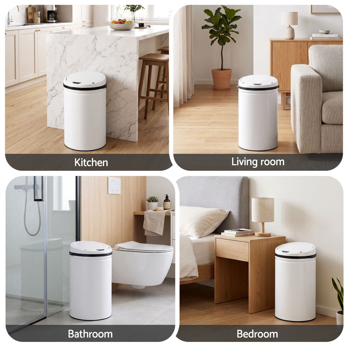 Alona.com.au Home & Garden > Kitchen Bins > Automatic Bins Devanti 30L Sensor Bin Automatic Touchless Trash Can Garbage Rubbish White