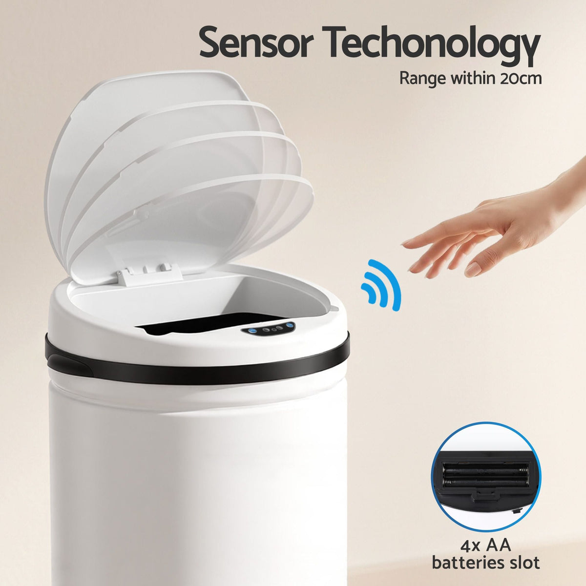 Alona.com.au Home & Garden > Kitchen Bins > Automatic Bins Devanti 30L Sensor Bin Automatic Touchless Trash Can Garbage Rubbish White