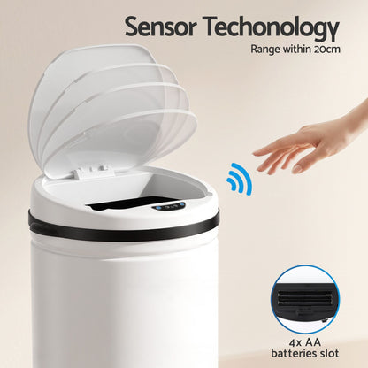 Alona.com.au Home & Garden > Kitchen Bins > Automatic Bins Devanti 30L Sensor Bin Automatic Touchless Trash Can Garbage Rubbish White