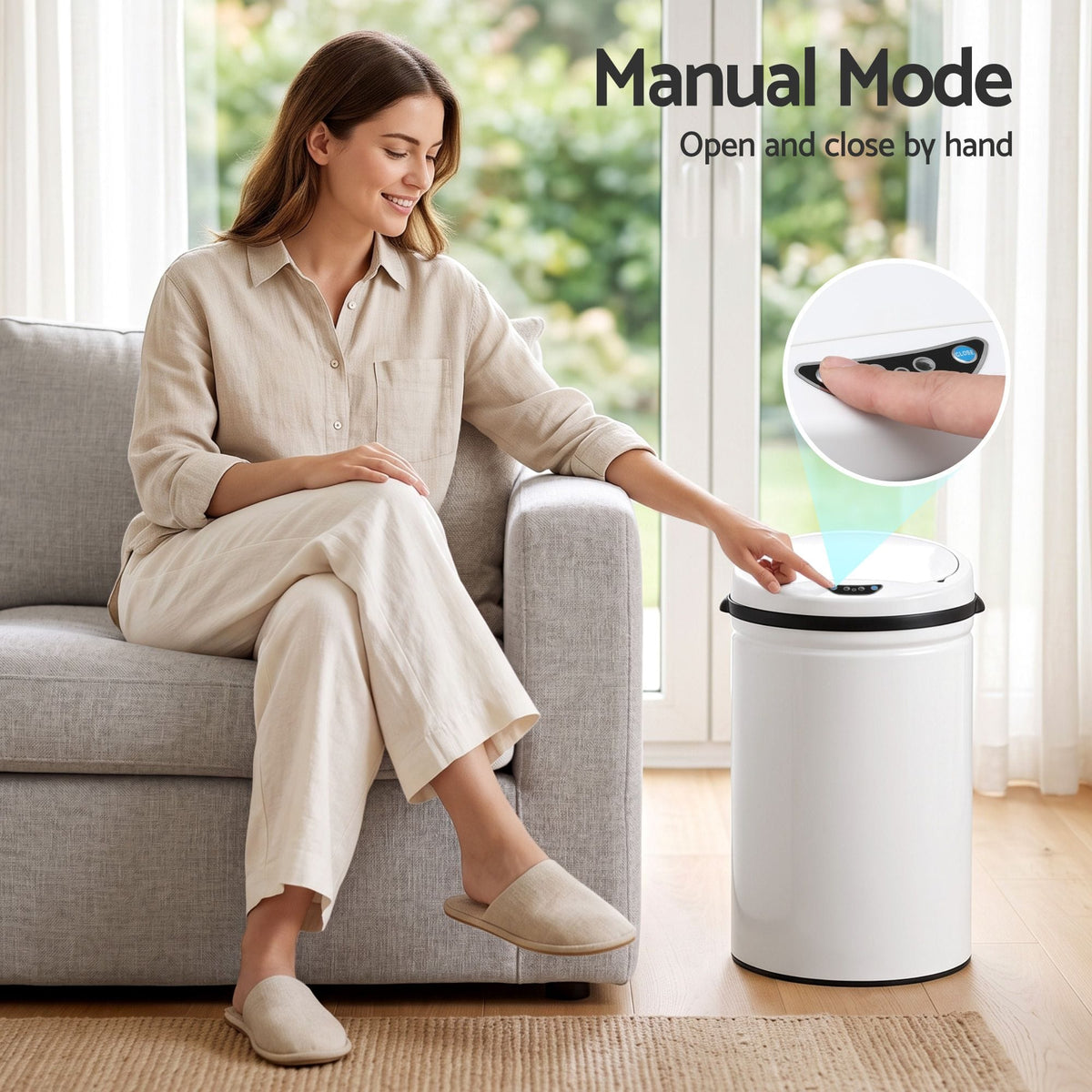 Alona.com.au Home & Garden > Kitchen Bins > Automatic Bins Devanti 30L Sensor Bin Automatic Touchless Trash Can Garbage Rubbish White