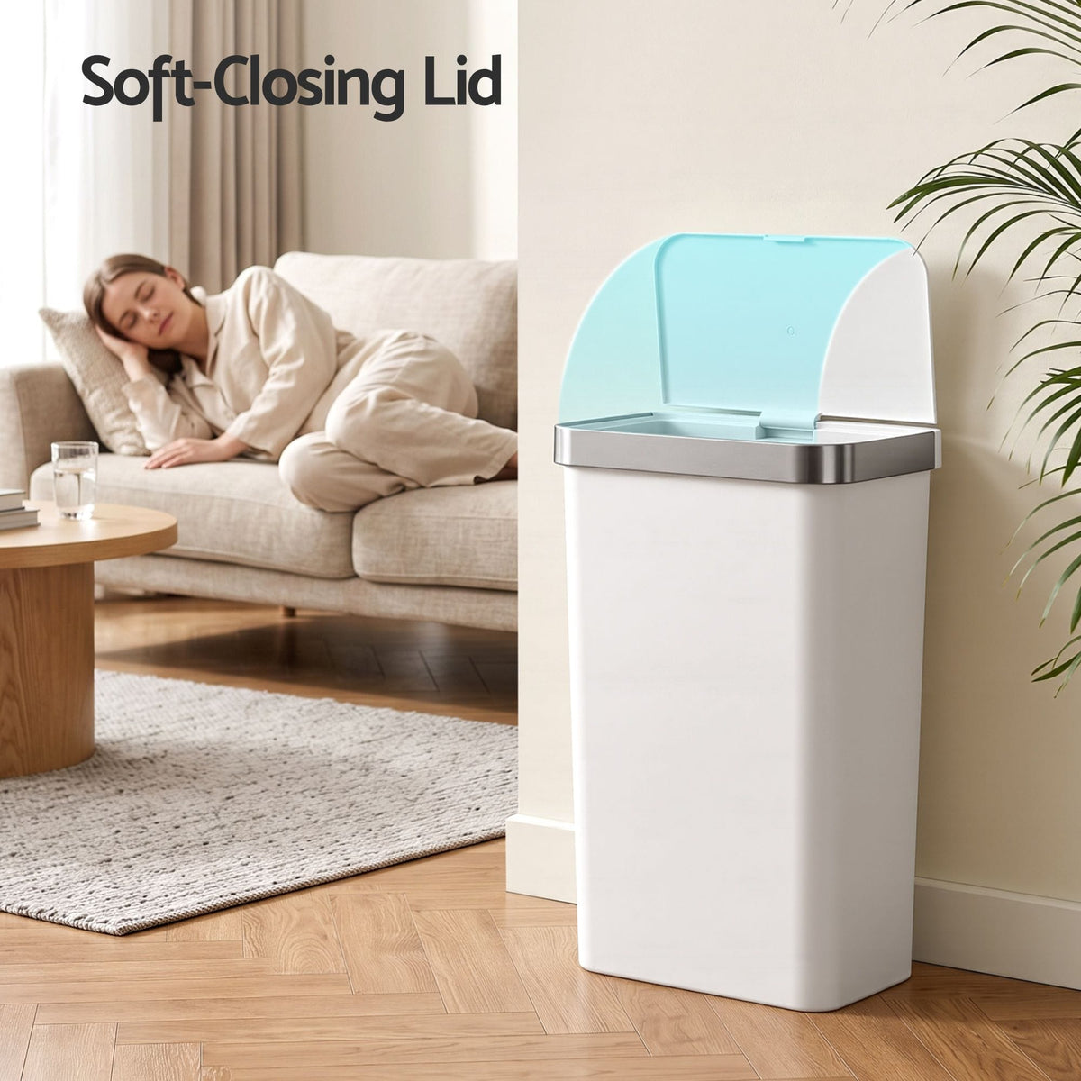 Alona.com.au Home & Garden > Kitchen Bins > Automatic Bins Devanti 50L Motion Sensor Trash Bin Automatic Kitchen Waste Dustbin White