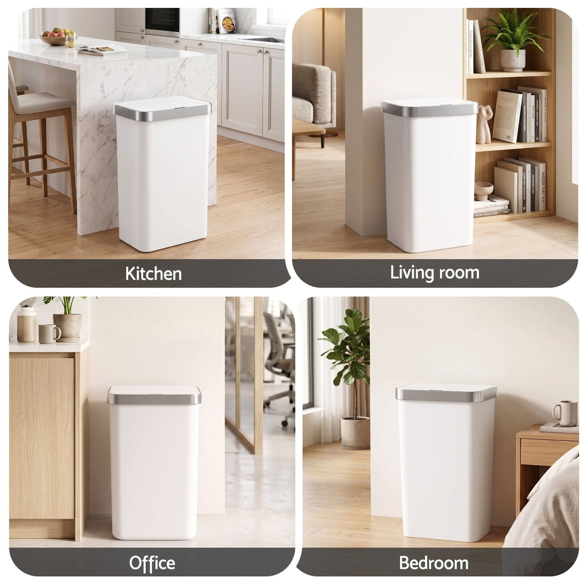 Alona.com.au Home & Garden > Kitchen Bins > Automatic Bins Devanti 50L Motion Sensor Trash Bin Automatic Kitchen Waste Dustbin White