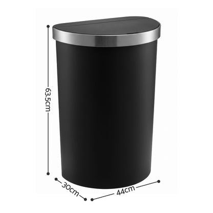 Alona.com.au Home & Garden > Kitchen Bins > Automatic Bins Devanti 50L Sensor Bin D-Shape Trash Can Kitchen Smart Rubbish Bin Black