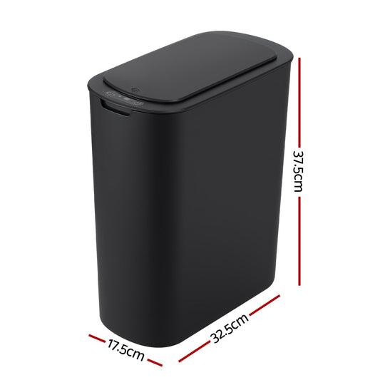 Alona.com.au Home & Garden > Kitchen Bins > Automatic Bins Devanti Automatic Trash Bin with Lid 21L Motion Sensor Kitchen Bin Touchless Garbage Can Modern Black Plastic Slim Rubbish Bin with Liner Holder for Kitchen, Home, Office