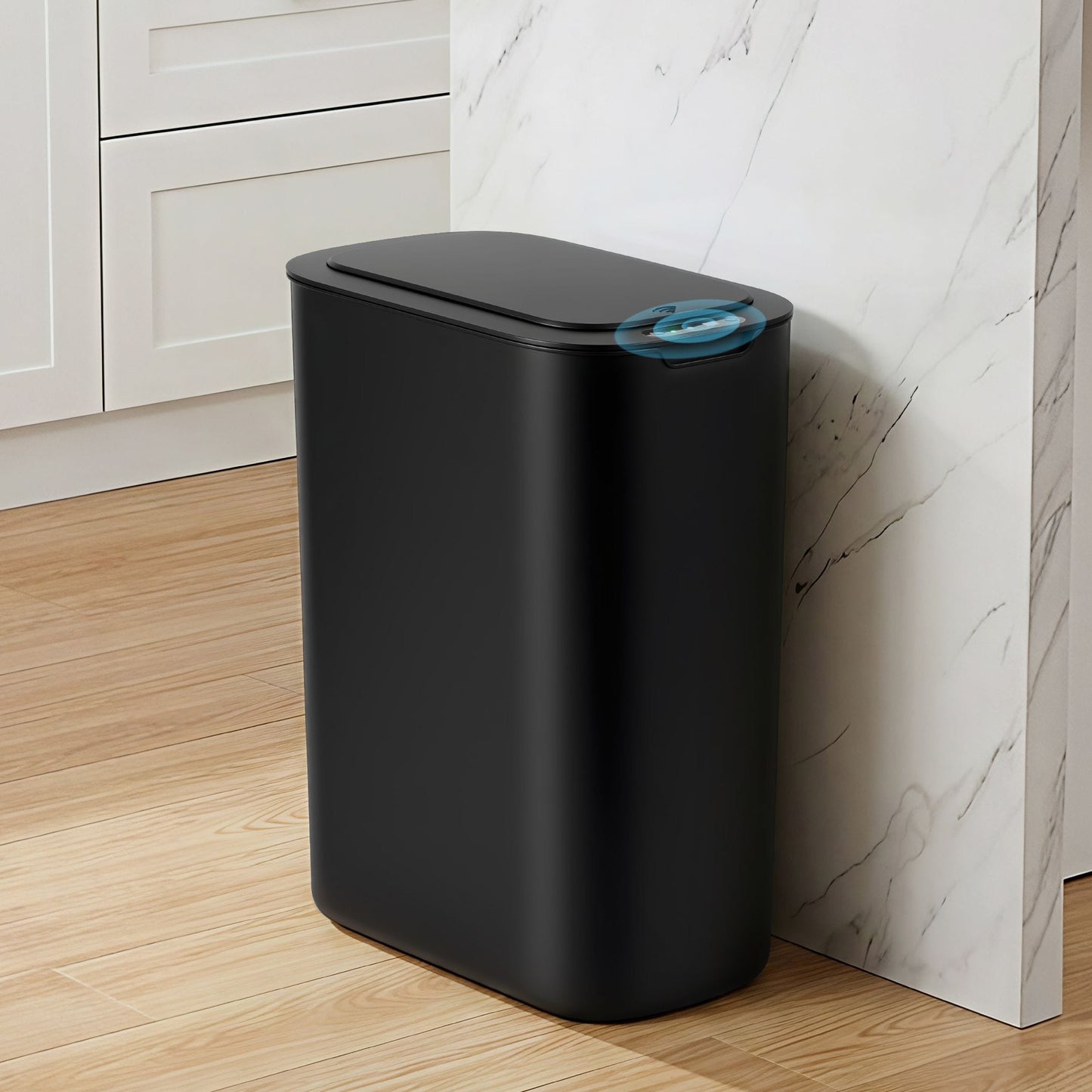 Alona.com.au Home & Garden > Kitchen Bins > Automatic Bins Devanti Automatic Trash Bin with Lid 21L Motion Sensor Kitchen Bin Touchless Garbage Can Modern Black Plastic Slim Rubbish Bin with Liner Holder for Kitchen, Home, Office