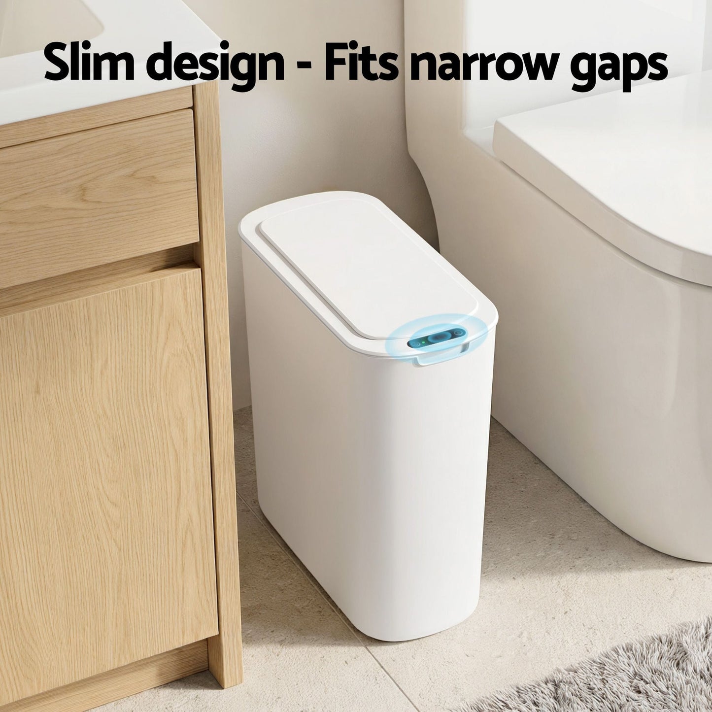 Alona.com.au Home & Garden > Kitchen Bins > Automatic Bins Devanti Automatic Trash Bin with Lid 21L Motion Sensor Kitchen Bin Touchless Garbage Can Plastic Slim Rubbish Bin with Liner Holder for Kitchen, Home, Office, White
