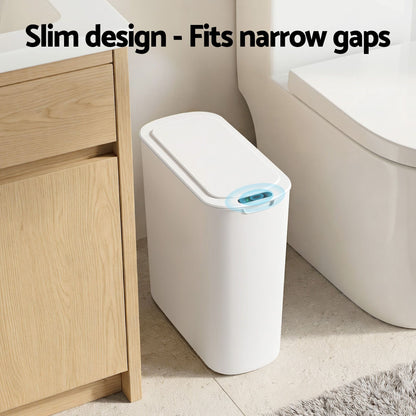 Alona.com.au Home & Garden > Kitchen Bins > Automatic Bins Devanti Automatic Trash Bin with Lid 21L Motion Sensor Kitchen Bin Touchless Garbage Can Plastic Slim Rubbish Bin with Liner Holder for Kitchen, Home, Office, White