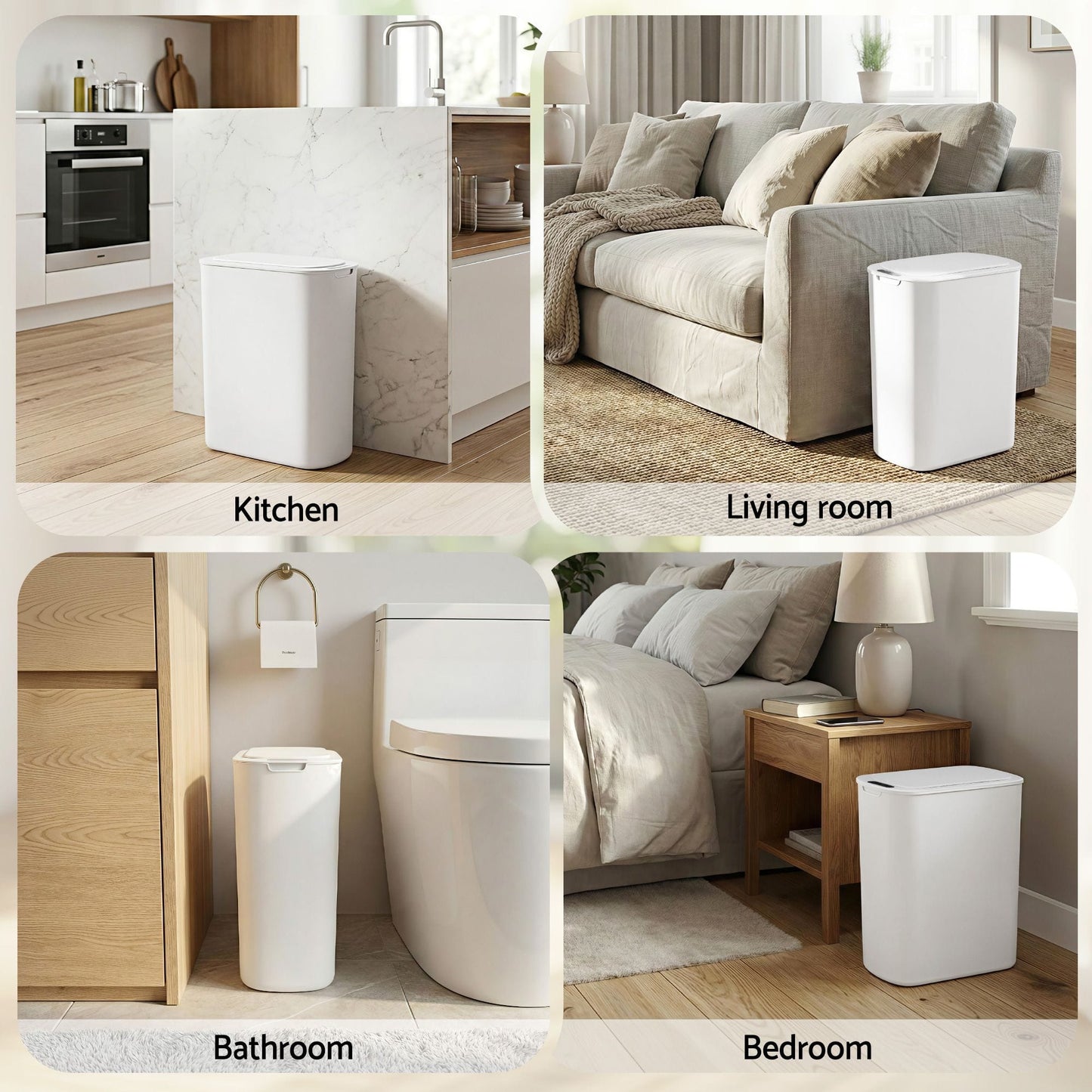 Alona.com.au Home & Garden > Kitchen Bins > Automatic Bins Devanti Automatic Trash Bin with Lid 21L Motion Sensor Kitchen Bin Touchless Garbage Can Plastic Slim Rubbish Bin with Liner Holder for Kitchen, Home, Office, White