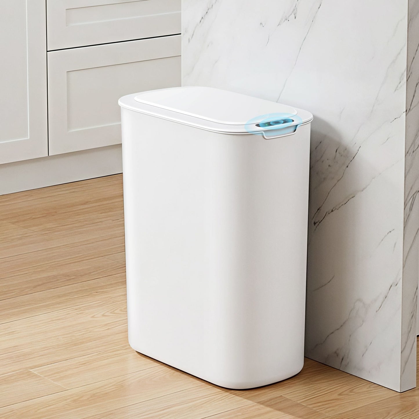 Alona.com.au Home & Garden > Kitchen Bins > Automatic Bins Devanti Automatic Trash Bin with Lid 21L Motion Sensor Kitchen Bin Touchless Garbage Can Plastic Slim Rubbish Bin with Liner Holder for Kitchen, Home, Office, White