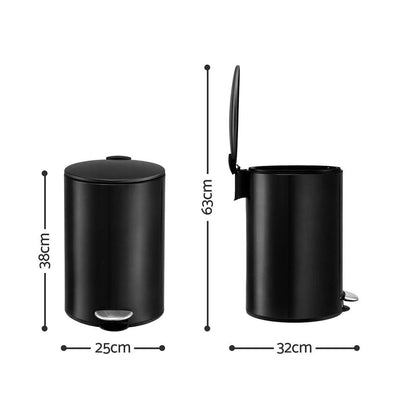 Alona.com.au Home & Garden > Kitchen Bins > Pedal Bins Cefito 12L Pedal Bin Rubbish Waste Bin Soft Close Lid Kitchen Bathroom Black