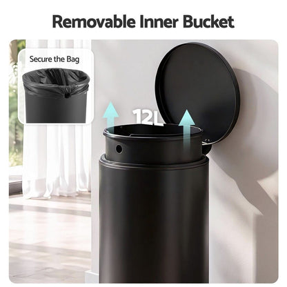 Alona.com.au Home & Garden > Kitchen Bins > Pedal Bins Cefito 12L Pedal Bin Rubbish Waste Bin Soft Close Lid Kitchen Bathroom Black