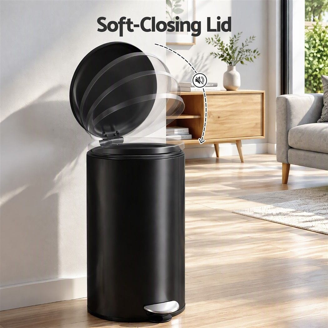 Alona.com.au Home & Garden > Kitchen Bins > Pedal Bins Cefito 12L Pedal Bin Rubbish Waste Bin Soft Close Lid Kitchen Bathroom Black