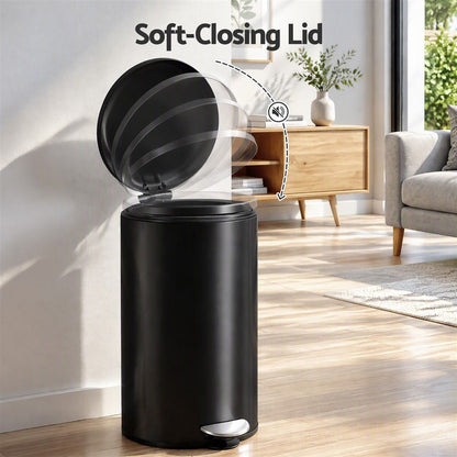 Alona.com.au Home & Garden > Kitchen Bins > Pedal Bins Cefito 12L Pedal Bin Rubbish Waste Bin Soft Close Lid Kitchen Bathroom Black