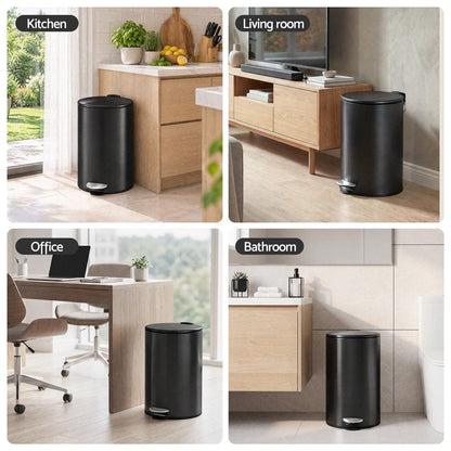 Alona.com.au Home & Garden > Kitchen Bins > Pedal Bins Cefito 12L Pedal Bin Rubbish Waste Bin Soft Close Lid Kitchen Bathroom Black