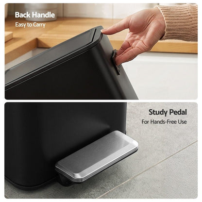 Alona.com.au Home & Garden > Kitchen Bins > Pedal Bins Cefito 15L Pedal Rubbish Bin Slim Carbon Steel Garbage Bin for Home Black