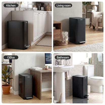 Alona.com.au Home & Garden > Kitchen Bins > Pedal Bins Cefito 15L Pedal Rubbish Bin Slim Carbon Steel Garbage Bin for Home Black