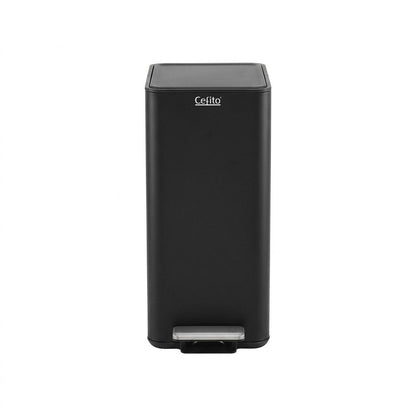 Alona.com.au Home & Garden > Kitchen Bins > Pedal Bins Cefito 15L Pedal Rubbish Bin Slim Carbon Steel Garbage Bin for Home Black