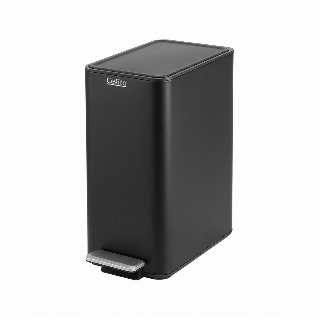 Alona.com.au Home & Garden > Kitchen Bins > Pedal Bins Cefito 15L Pedal Rubbish Bin Slim Carbon Steel Garbage Bin for Home Black