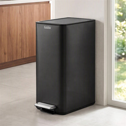 Alona.com.au Home & Garden > Kitchen Bins > Pedal Bins Cefito 15L Pedal Rubbish Bin Slim Carbon Steel Garbage Bin for Home Black