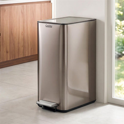 Alona.com.au Home & Garden > Kitchen Bins > Pedal Bins Cefito 15L Pedal Rubbish Bin Slim Carbon Steel Garbage Bin for Home Grey