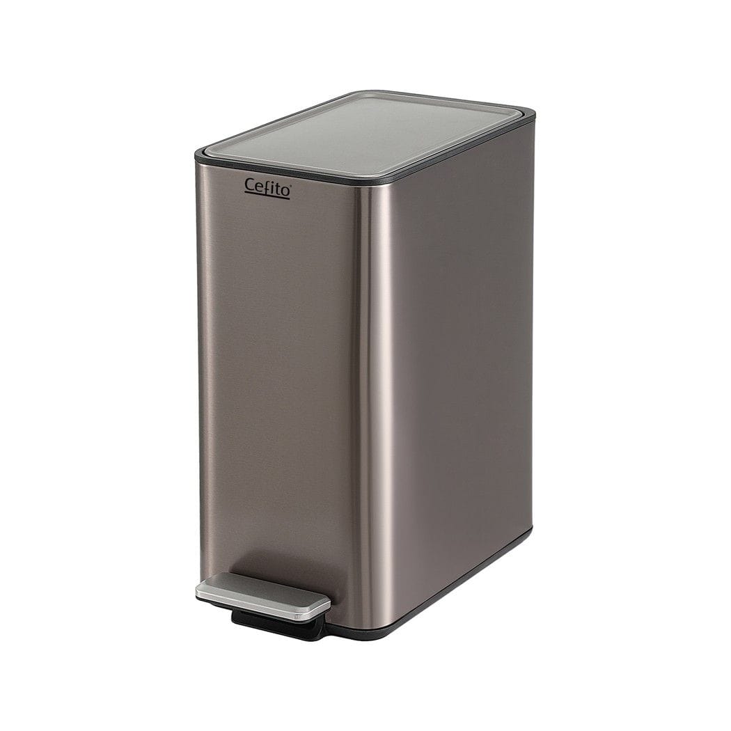 Alona.com.au Home & Garden > Kitchen Bins > Pedal Bins Cefito 15L Pedal Rubbish Bin Slim Carbon Steel Garbage Bin for Home Grey