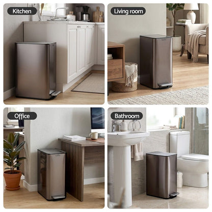 Alona.com.au Home & Garden > Kitchen Bins > Pedal Bins Cefito 15L Pedal Rubbish Bin Slim Carbon Steel Garbage Bin for Home Grey