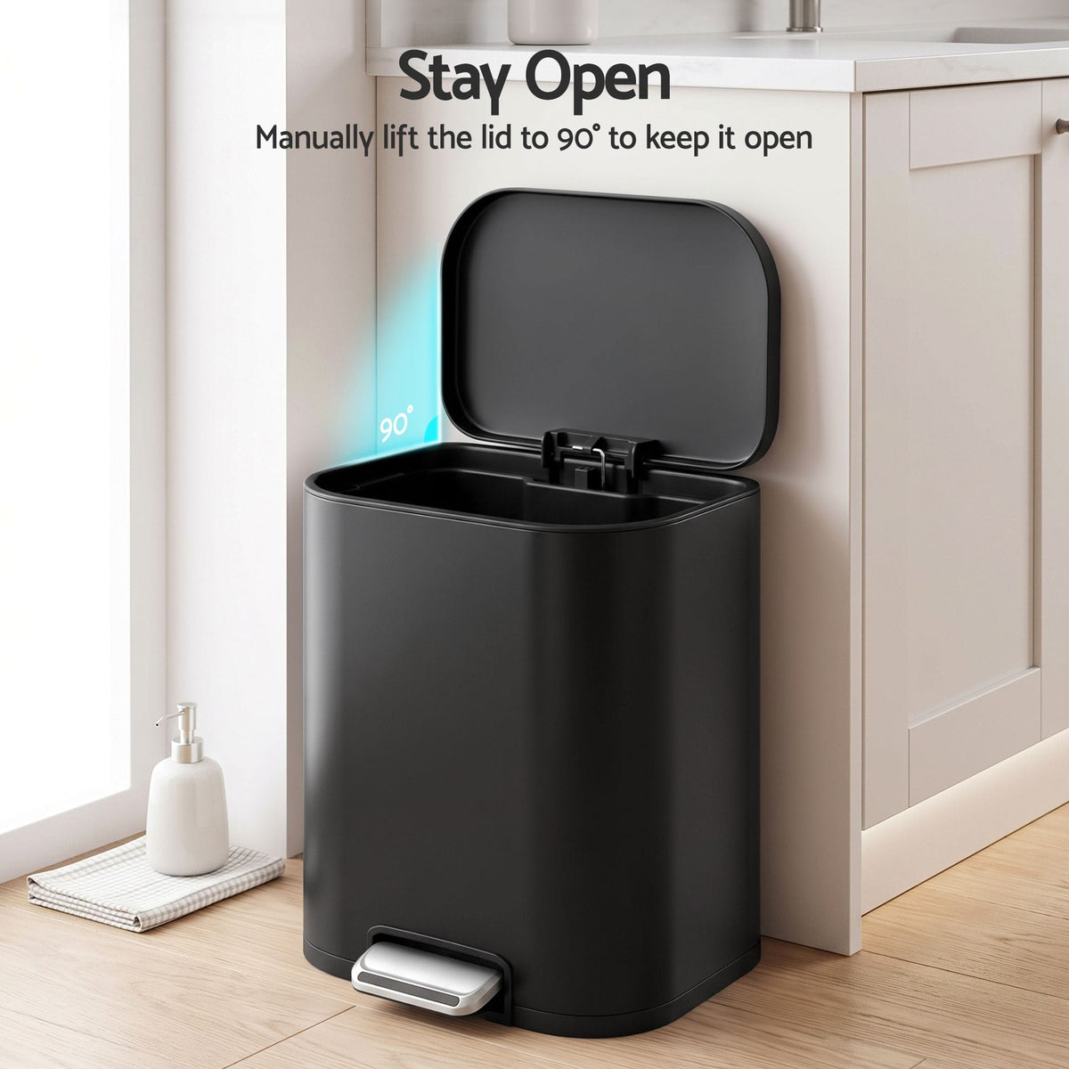 Alona.com.au Home & Garden > Kitchen Bins > Pedal Bins Cefito 20L Trash Bin Steel Pedal Bins Soft Close Kitchen Rubbish Waste Can Black