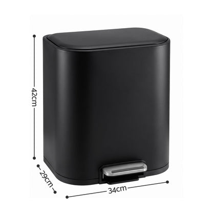 Alona.com.au Home & Garden > Kitchen Bins > Pedal Bins Cefito 20L Trash Bin Steel Pedal Bins Soft Close Kitchen Rubbish Waste Can Black