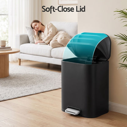 Alona.com.au Home & Garden > Kitchen Bins > Pedal Bins Cefito 20L Trash Bin Steel Pedal Bins Soft Close Kitchen Rubbish Waste Can Black