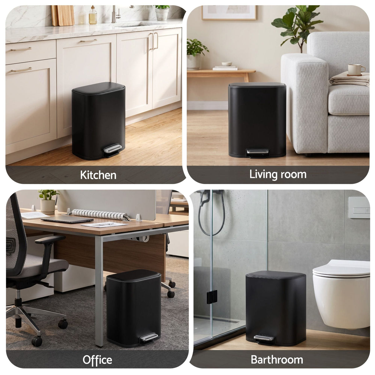 Alona.com.au Home & Garden > Kitchen Bins > Pedal Bins Cefito 20L Trash Bin Steel Pedal Bins Soft Close Kitchen Rubbish Waste Can Black