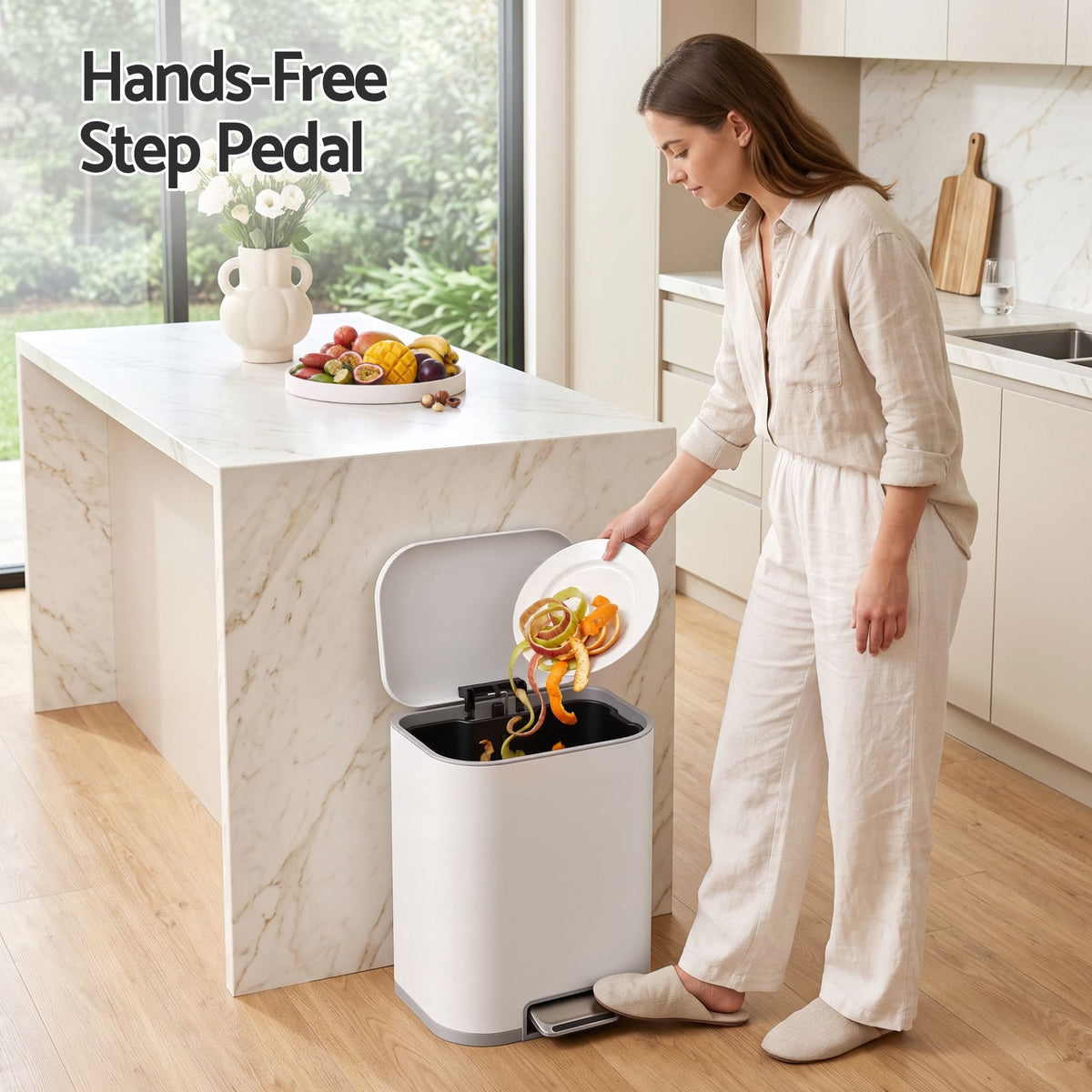 Alona.com.au Home & Garden > Kitchen Bins > Pedal Bins Cefito 20L Trash Bin Steel Pedal Bins Soft Close Kitchen Rubbish Waste Can White