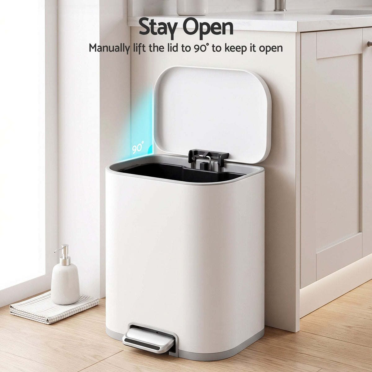 Alona.com.au Home & Garden > Kitchen Bins > Pedal Bins Cefito 20L Trash Bin Steel Pedal Bins Soft Close Kitchen Rubbish Waste Can White
