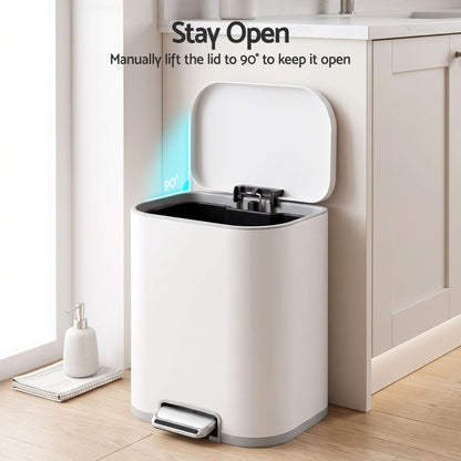 Alona.com.au Home & Garden > Kitchen Bins > Pedal Bins Cefito 20L Trash Bin Steel Pedal Bins Soft Close Kitchen Rubbish Waste Can White
