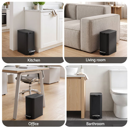 Alona.com.au Home & Garden > Kitchen Bins > Pedal Bins Cefito 5L Pedal Rubbish Bin Carbon Steel Rectangular Trash Can Removable Bucket Black