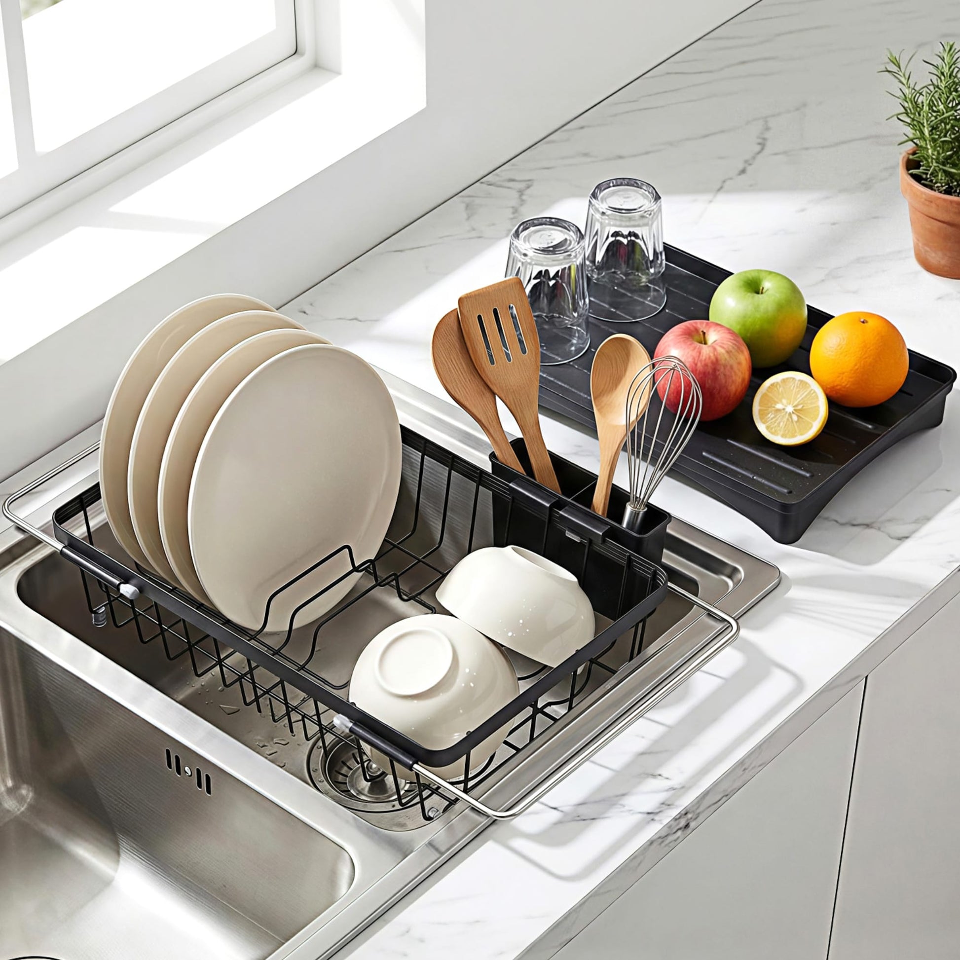 Alona.com.au Home & Garden > Kitchenware > Dish Racks Cefito Dish Drying Rack for Kitchen Storage Organisation Kitchen Sink Organiser Dish Drainer